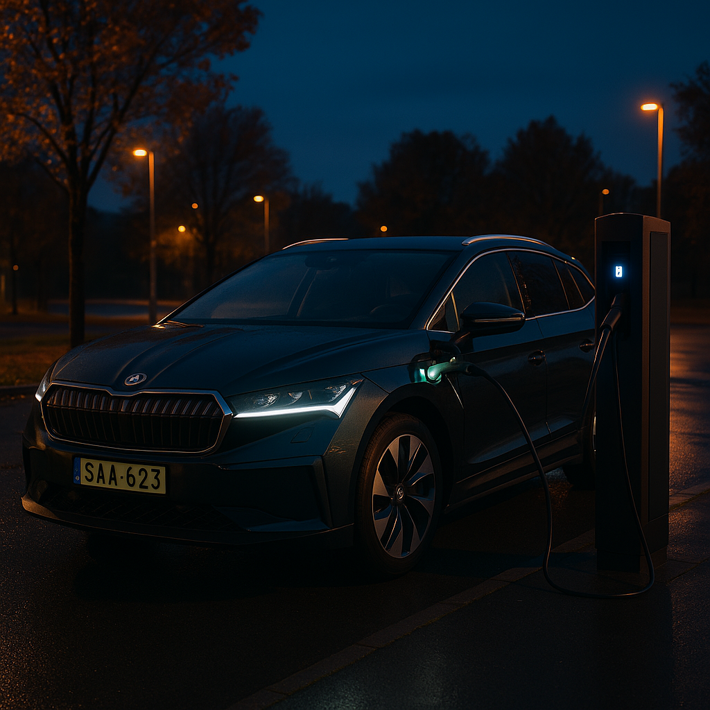 Skoda Enyaq töltése közben