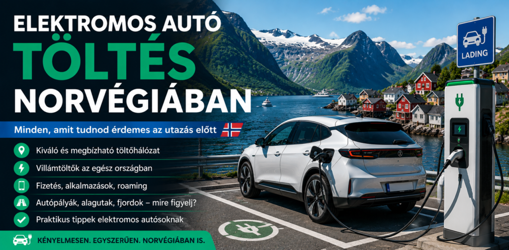 Elektromos autó töltése Norvégiában