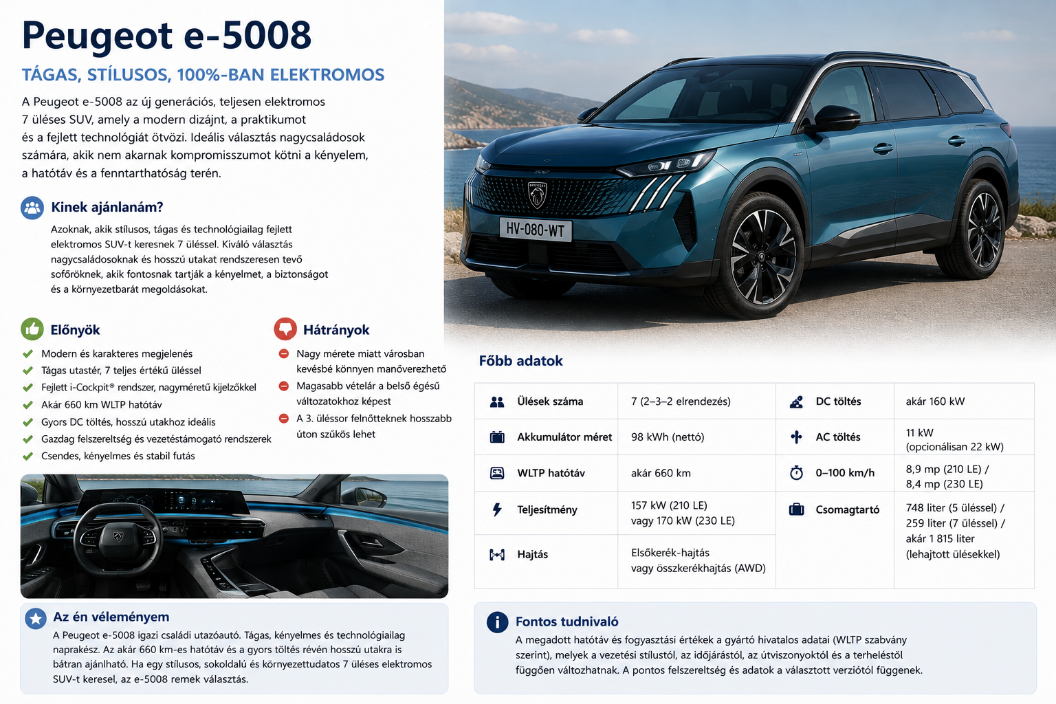 Peugeot e-5008 7 személyes elektromos autó