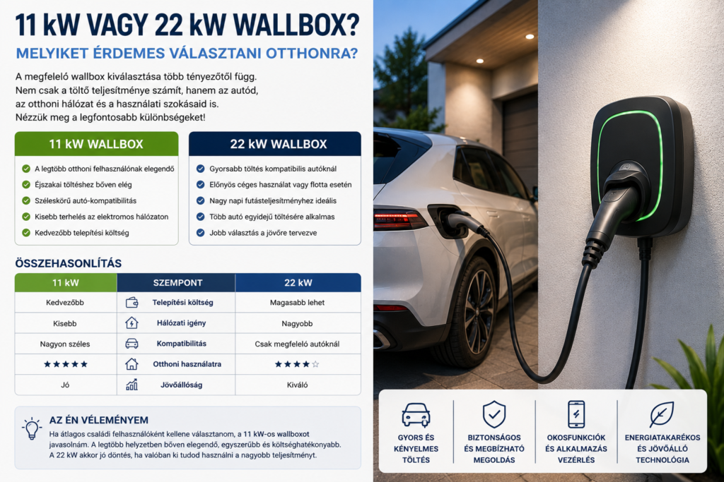 11 kW vagy 22 kW-os wallbox összehasonlítás